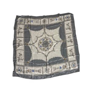 Renato Balestra 100% Silk Printed Scarf Gray Off-white OS